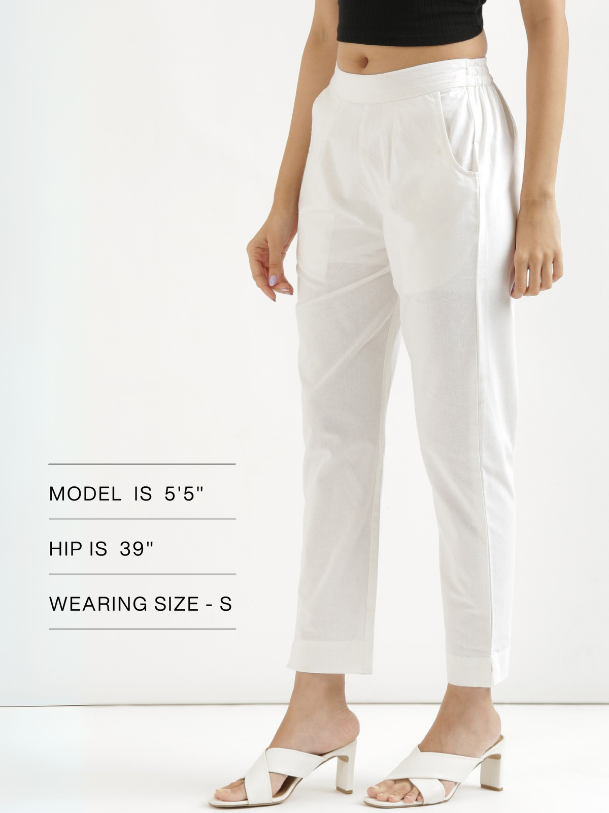 Women Regular Fit Black Pure Cotton Trousers