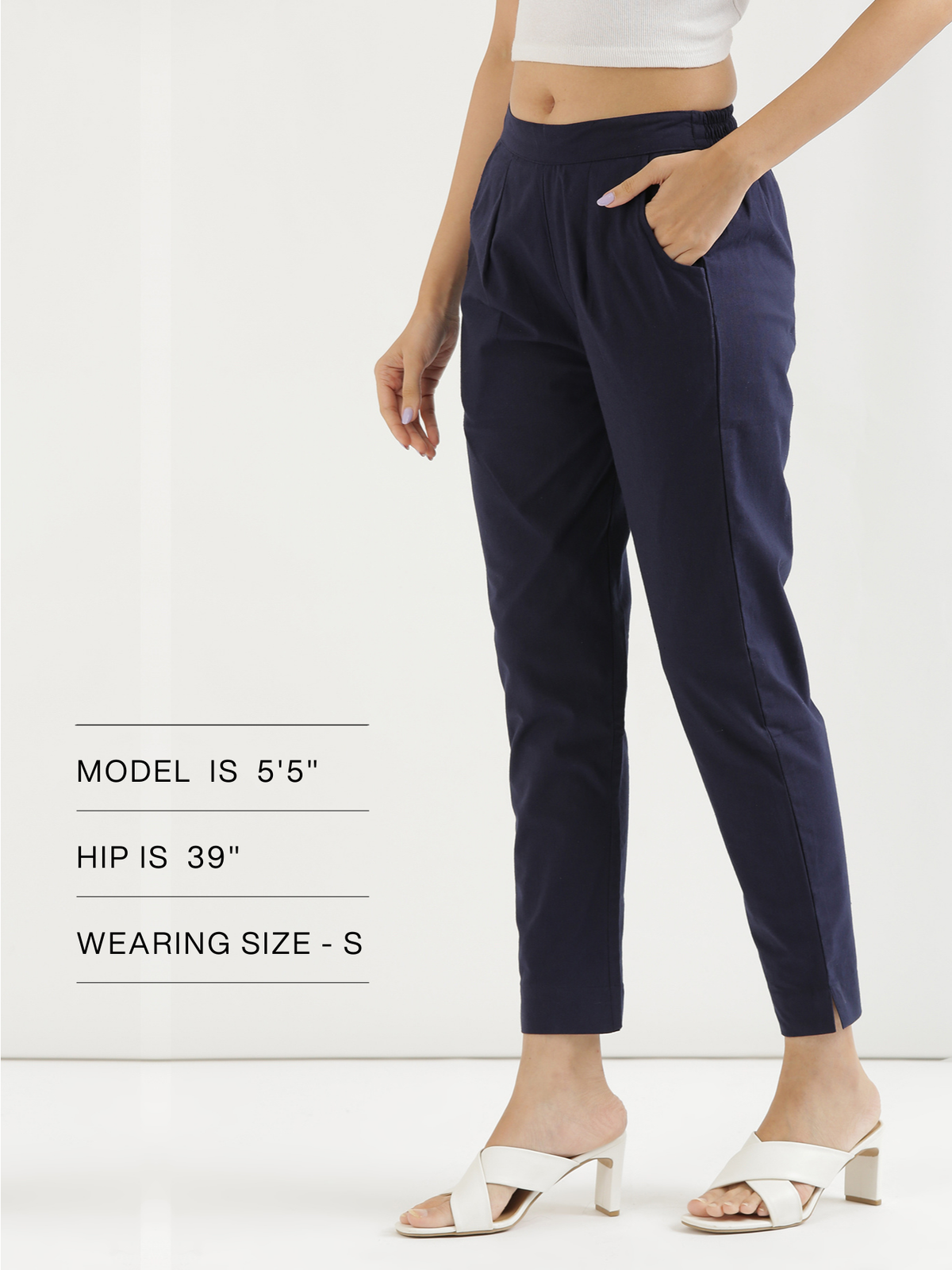 Women Regular Fit Black Pure Cotton Trousers