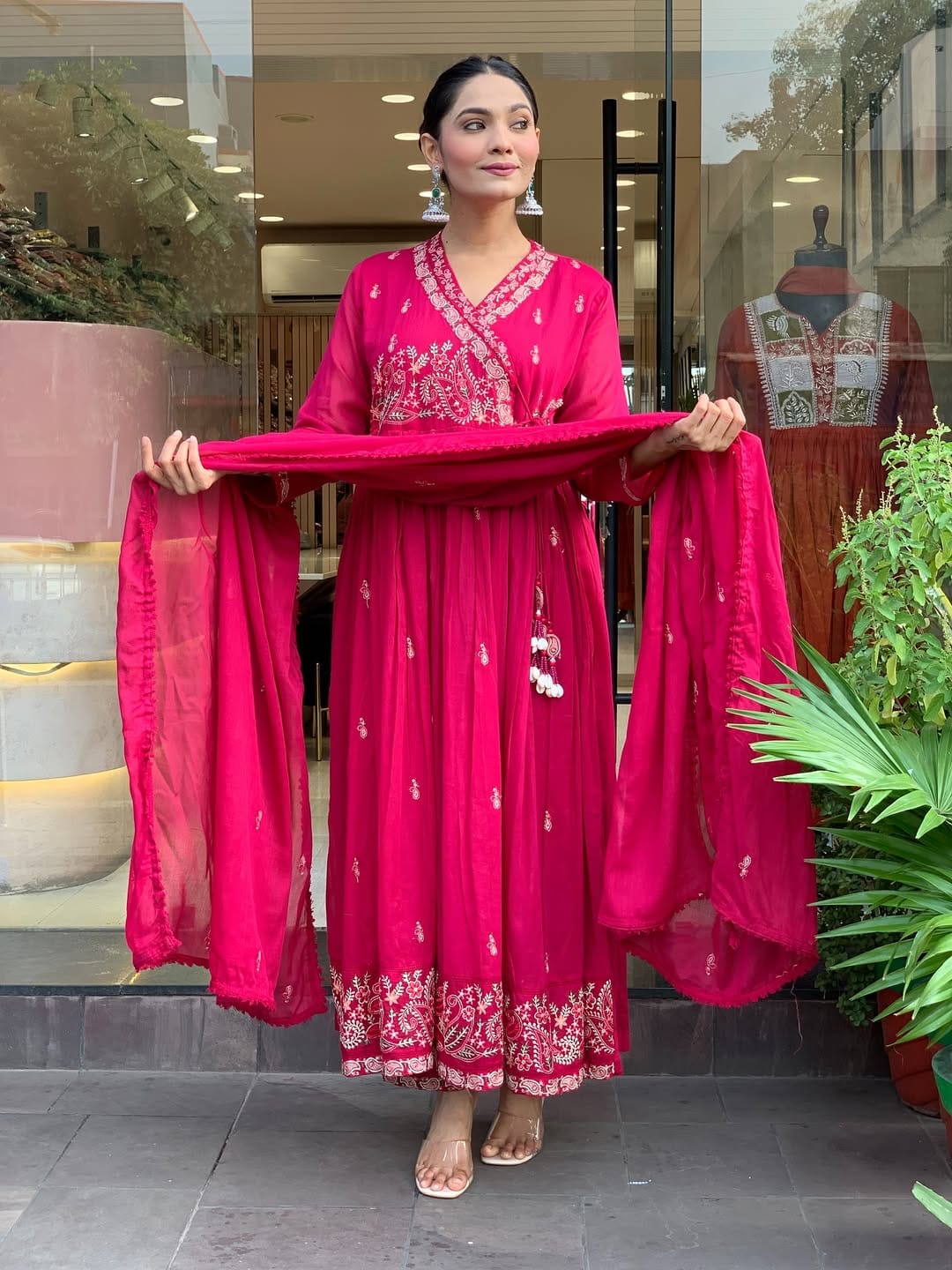 Karwachauth Special – Premium Angrakha Kurti Pant Dupatta Set