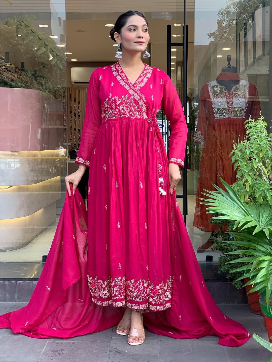 Karwachauth Special – Premium Angrakha Kurti Pant Dupatta Set