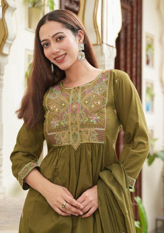 Trendy Anarkali Set in Pure Cotton with Embroidery Work – Perfect for Every Occasion