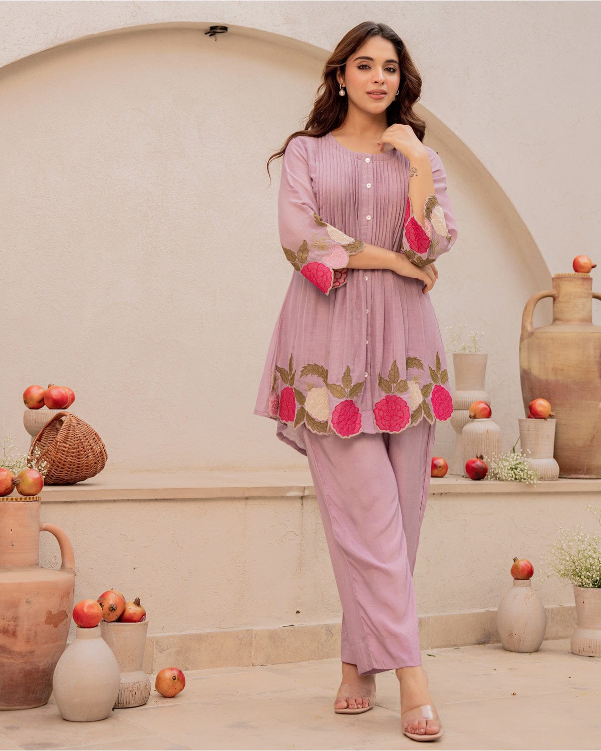 Heavy Embroidery Work on kurti With pant|