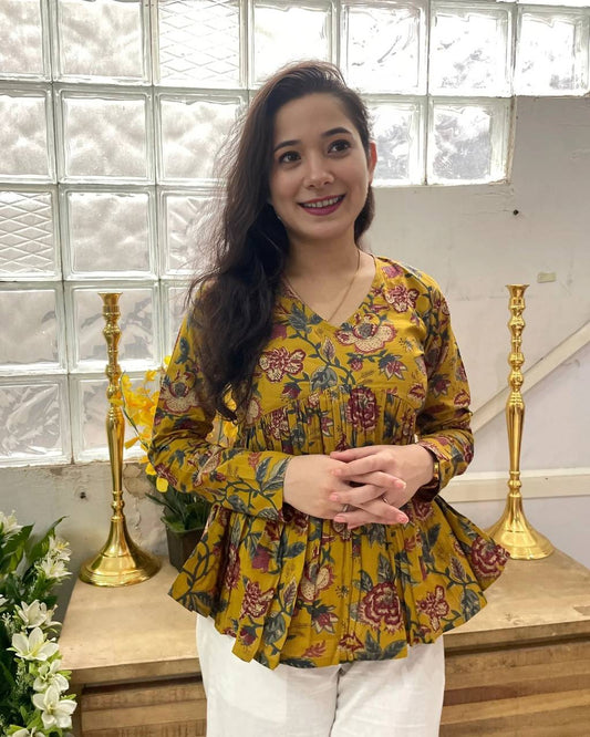 Women Floral Print Pure Cotton Flared Kurta