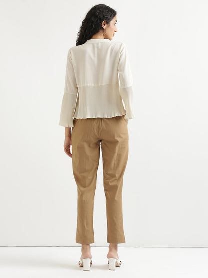 Women Regular Fit Black Pure Cotton Trousers