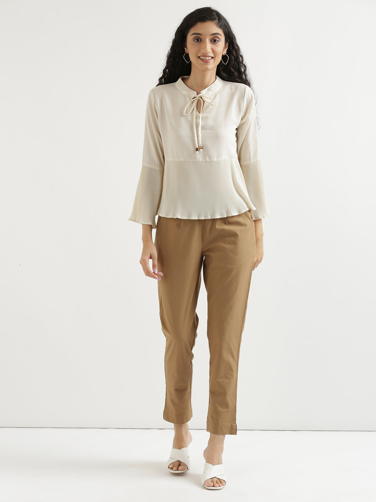Women Regular Fit Black Pure Cotton Trousers