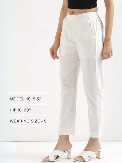 Women Regular Fit Black Pure Cotton Trousers