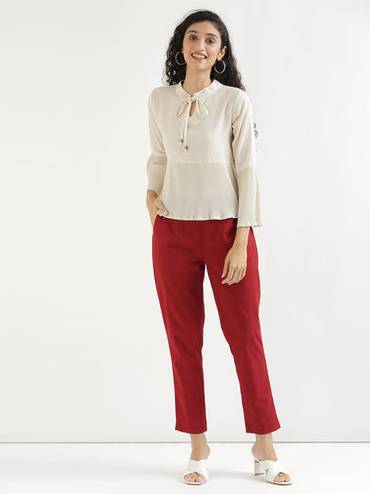Women Regular Fit Black Pure Cotton Trousers