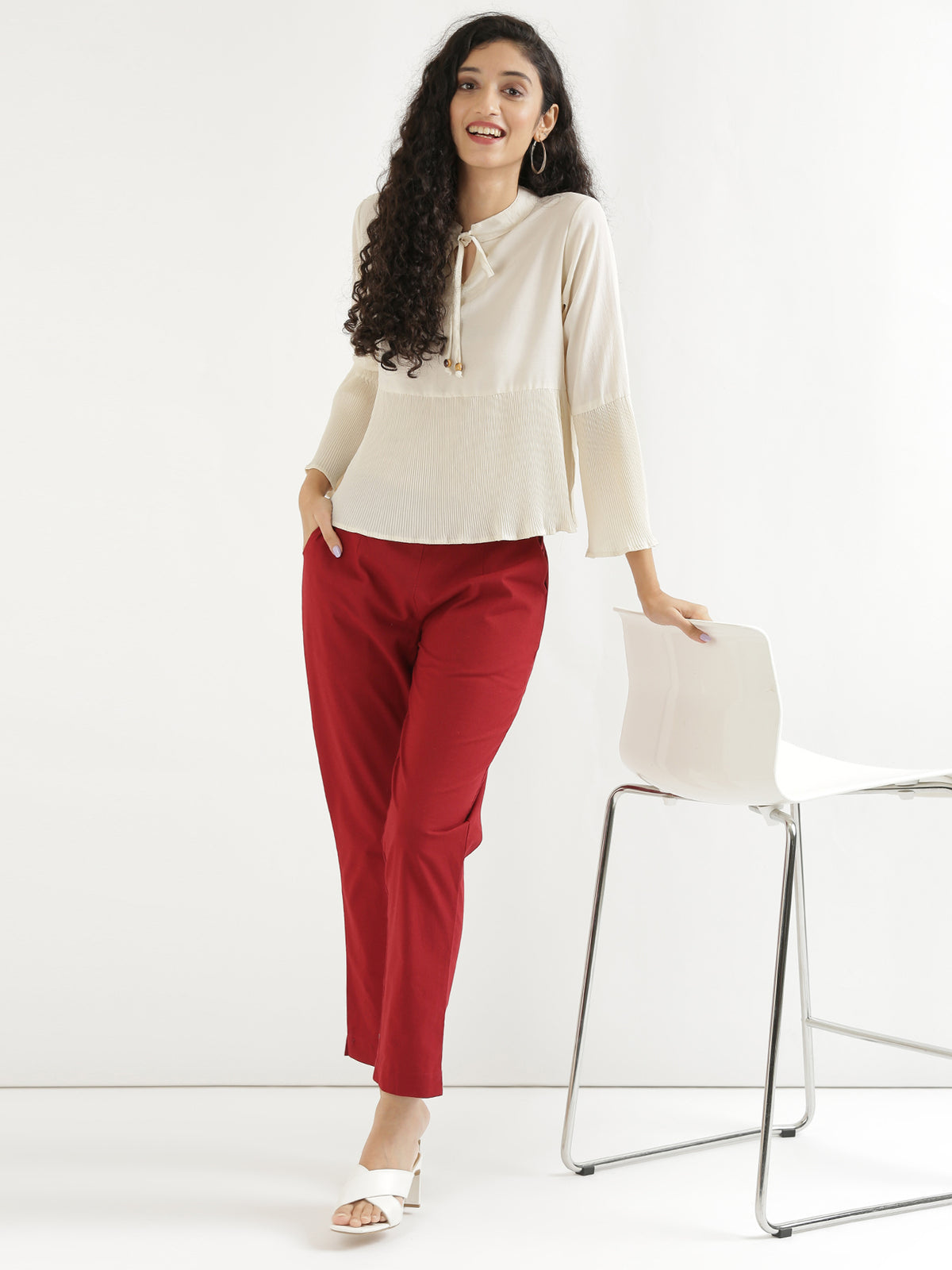 Women Regular Fit Black Pure Cotton Trousers