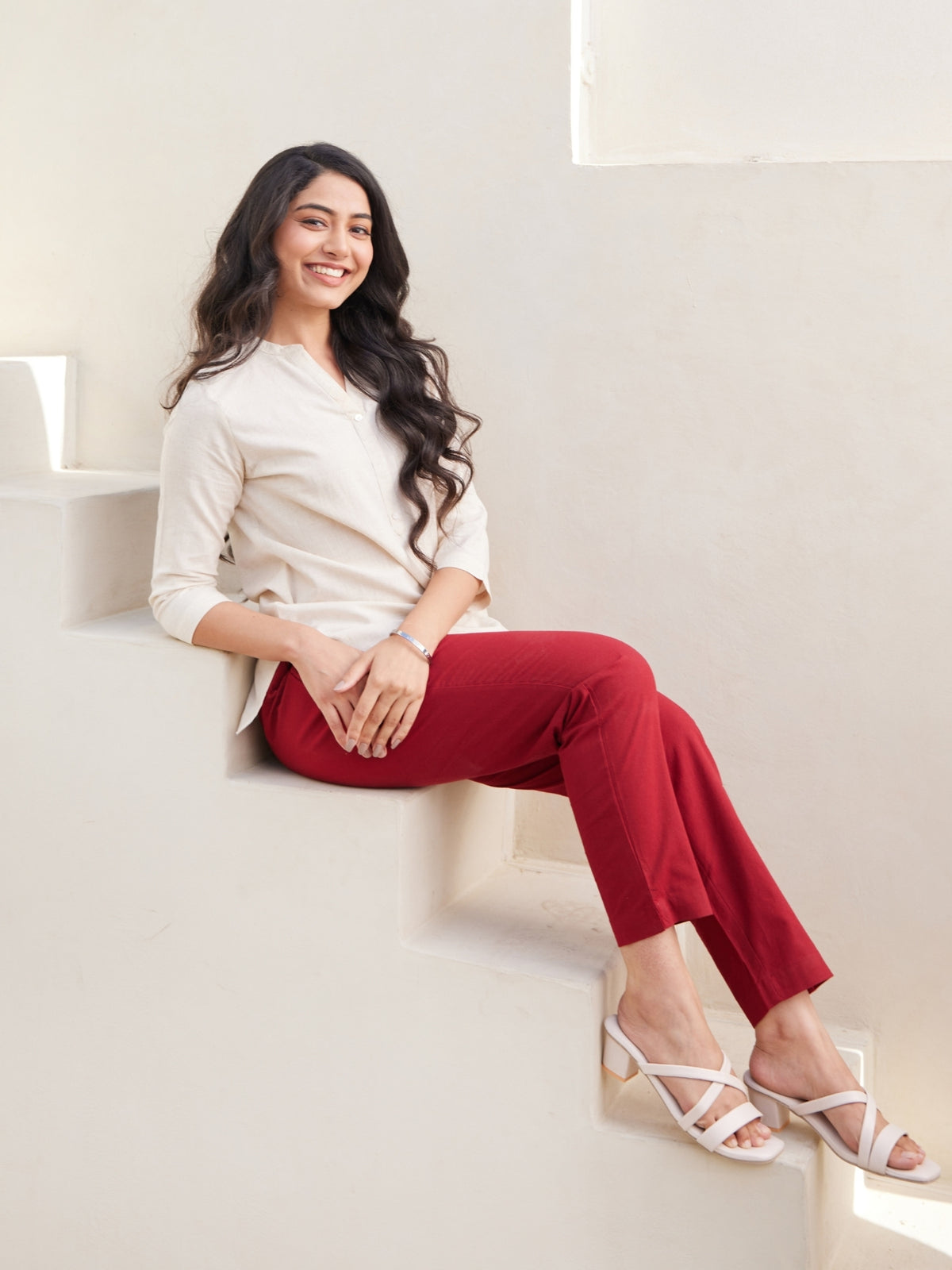 Women Regular Fit Black Pure Cotton Trousers