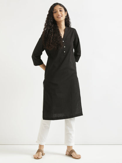 Women Regular Fit Black Pure Cotton Trousers