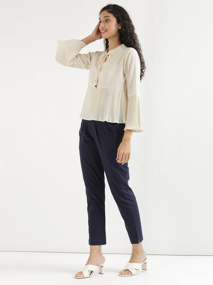 Women Regular Fit Black Pure Cotton Trousers