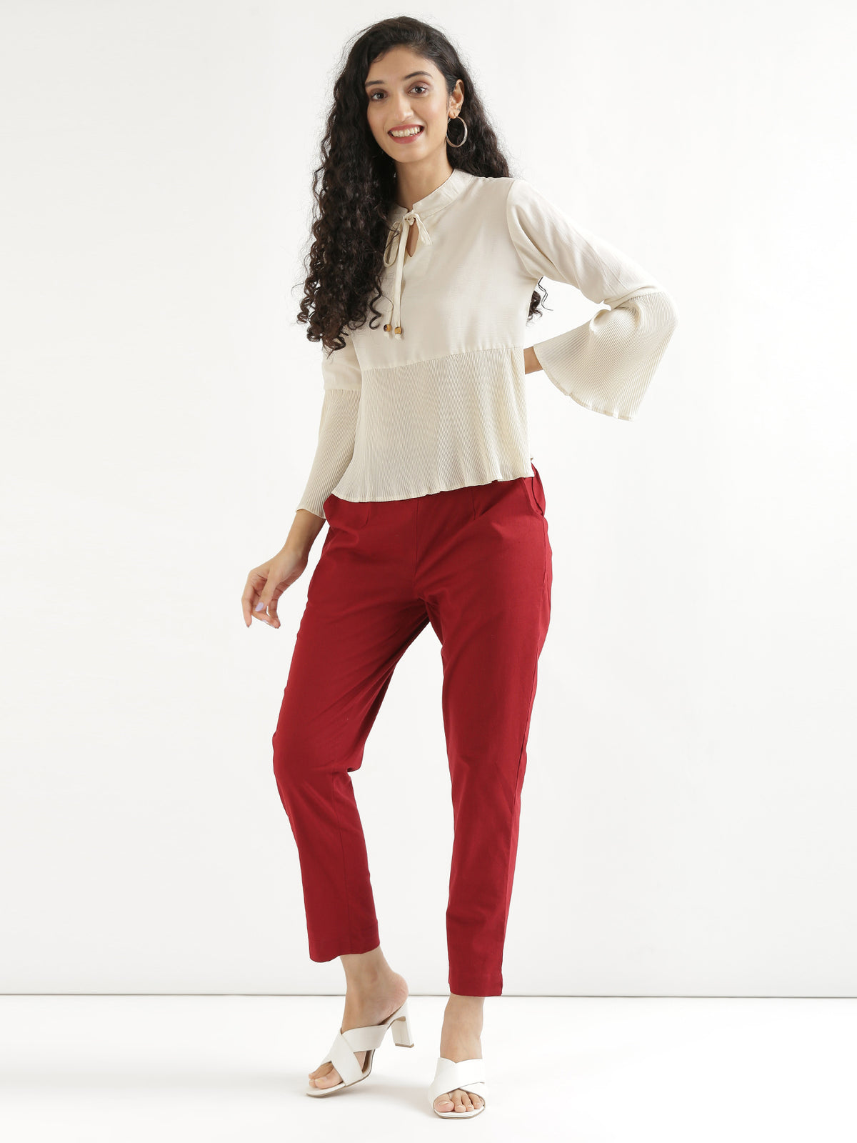 Women Regular Fit Black Pure Cotton Trousers