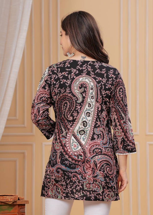 Women Floral Print Dark Green Pure Cotton Straight Kurta