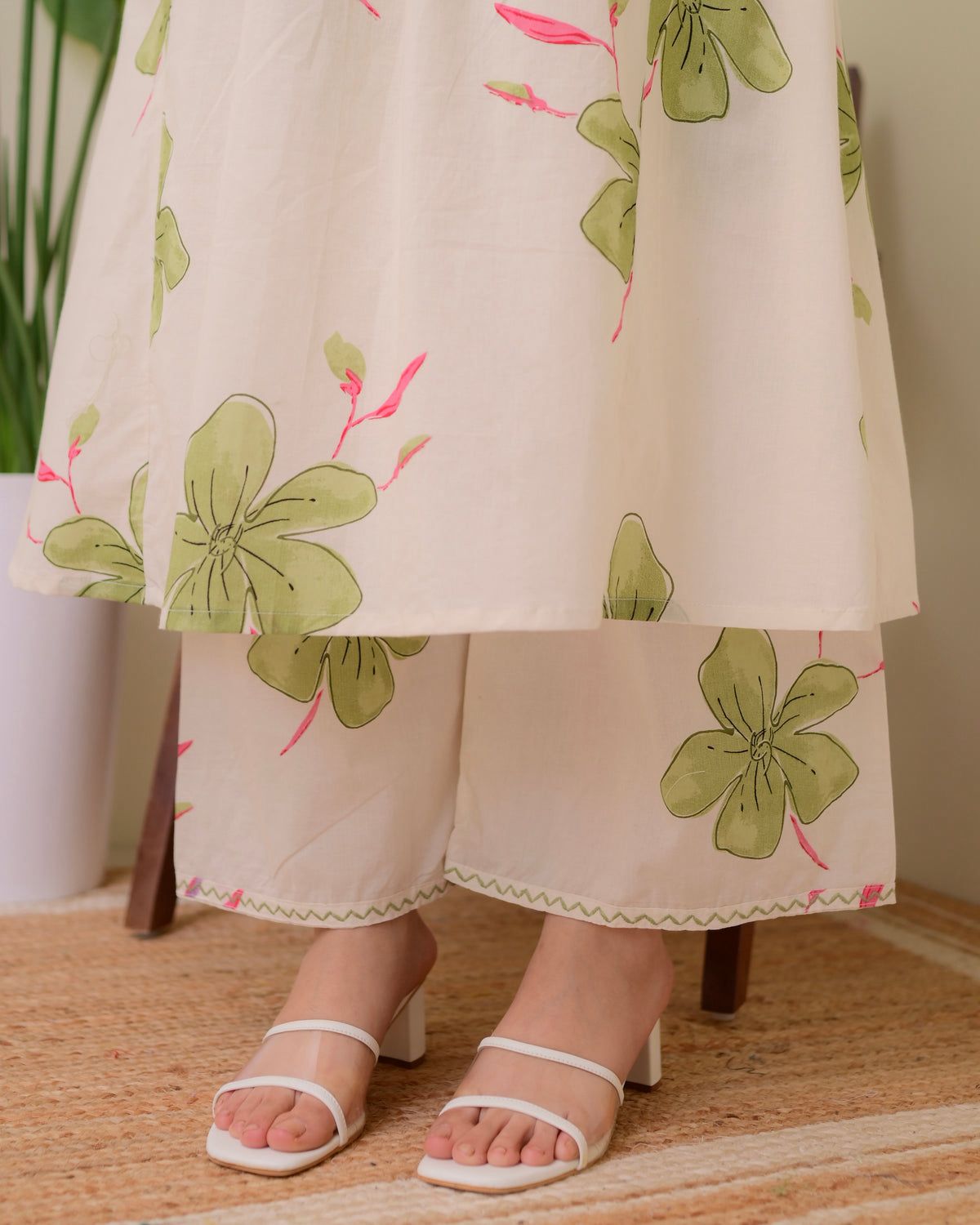 Rayon Kurta Palazzo Set | Floral Printed A-Line Kurti with Pants | Summer Ethnic Wear | Comfortable Two Piece Outfit for Women