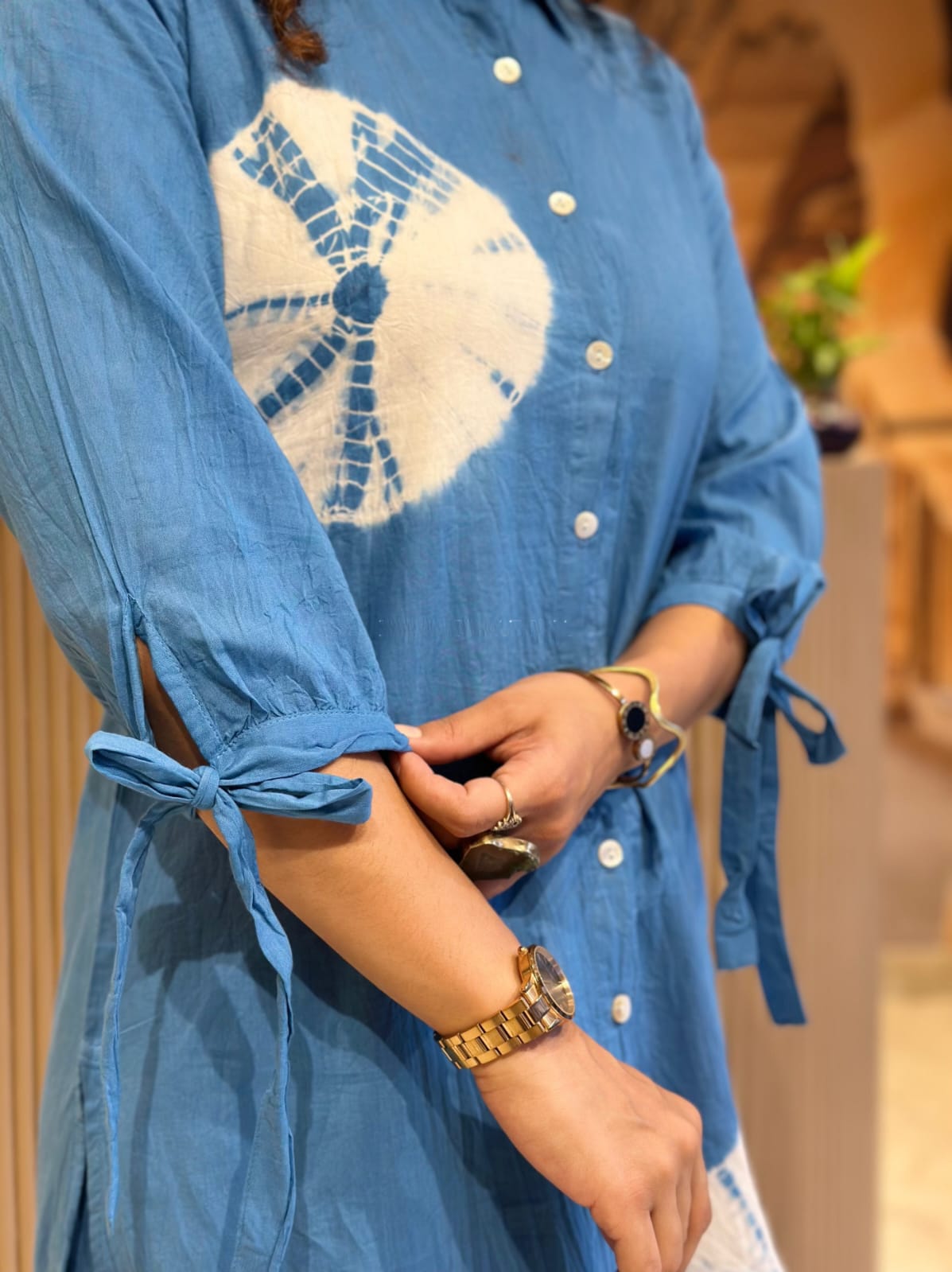 Blue Tie Dye Cotton Kurta Pant Set | Handmade Summer Co-ord Set | Designer Ethnic Outfit | Plus Size Kurti Set