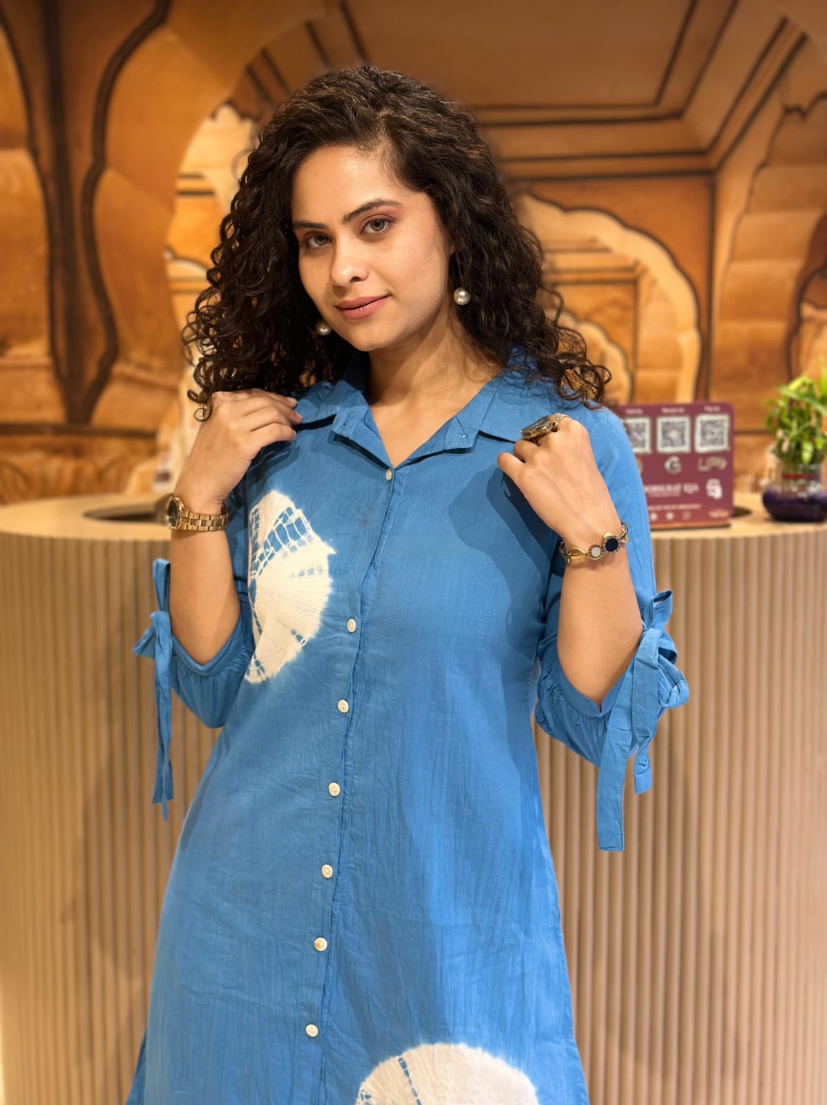 Blue Tie Dye Cotton Kurta Pant Set | Handmade Summer Co-ord Set | Designer Ethnic Outfit | Plus Size Kurti Set