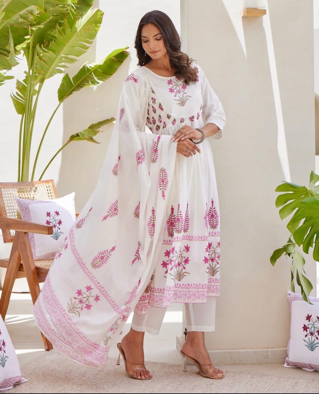 Handmade Cotton Kurta Pant Dupatta Set | Jaipur Floral Print Suit | Women’s 3 Piece Ethnic Outfit