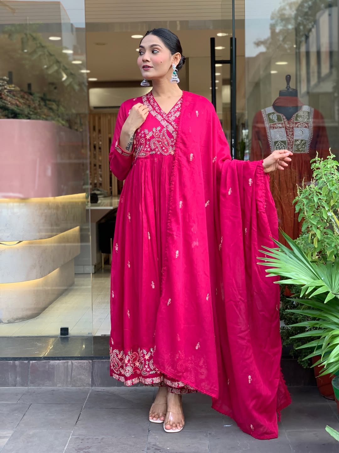 Karwachauth Special – Premium Angrakha Kurti Pant Dupatta Set