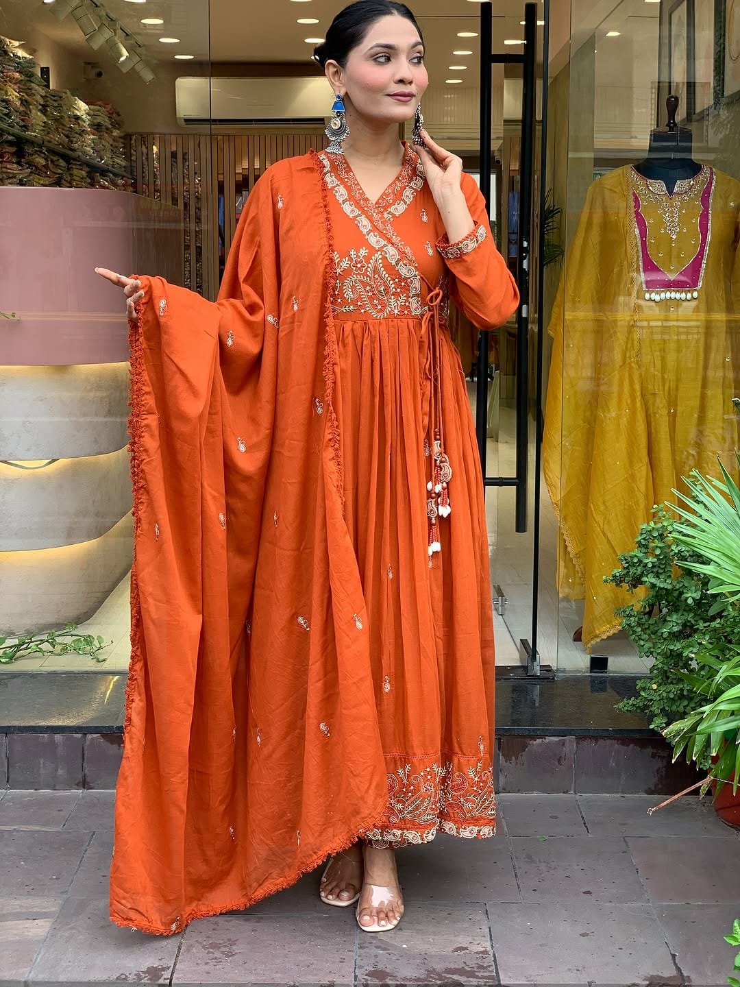 Karwachauth Special – Premium Angrakha Kurti Pant Dupatta Set