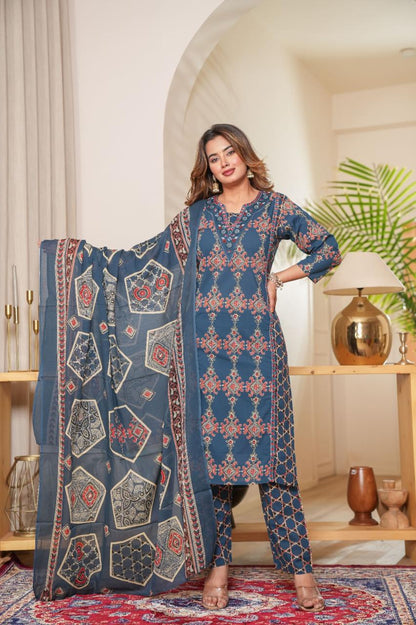Designer Frock Style Kurti with Embroidered Pattern Pant – Premium Cotton Fabric for Festive Wear
