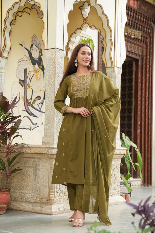Trendy Anarkali Set in Pure Cotton with Embroidery Work – Perfect for Every Occasion