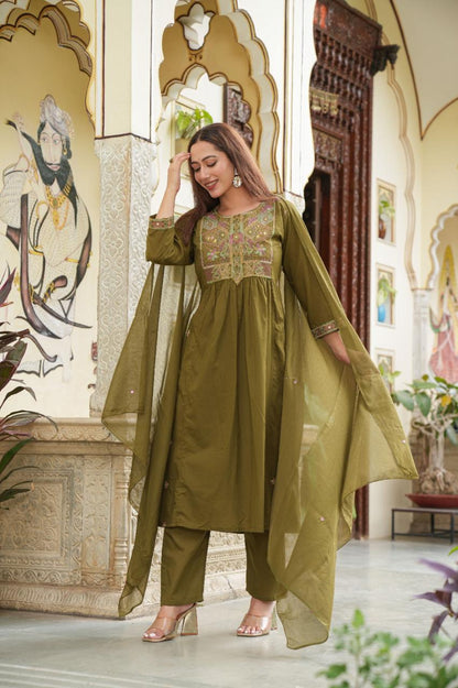 Trendy Anarkali Set in Pure Cotton with Embroidery Work – Perfect for Every Occasion