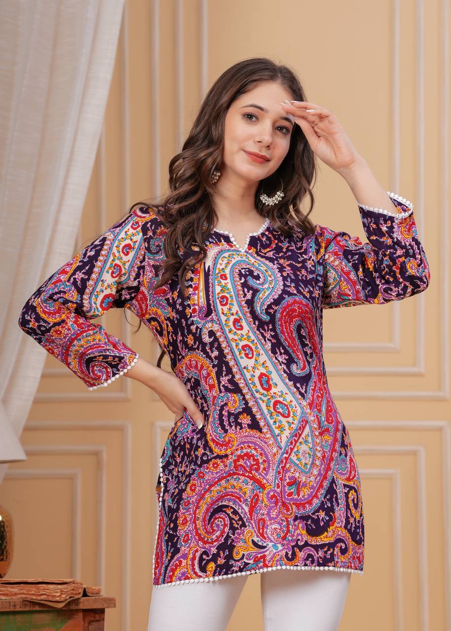 Women Floral Print Purple Pure Cotton Straight Kurta