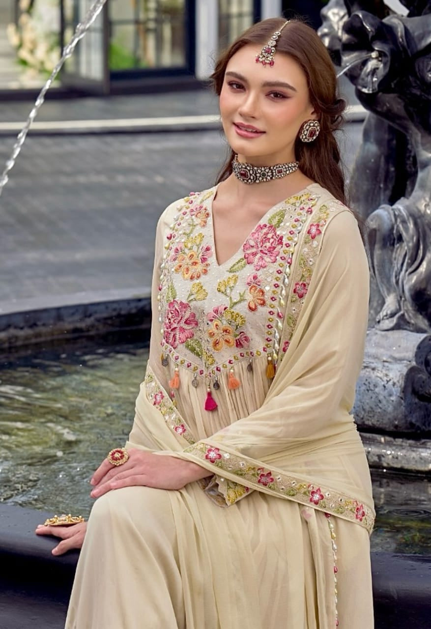 A-Line Long Kurti with Chanderi Dupatta – Natural Colour Dye, Ethnic Party Wear
