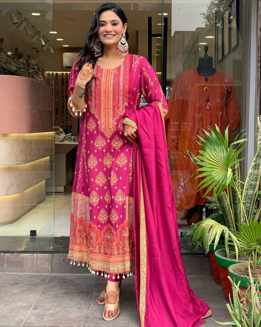 NEW PAKISTANI RESHMI SUIT SET