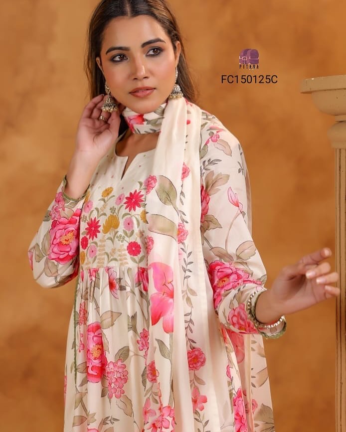 BEAUITFUL EMBROIDERY WORK ANARKALI KURTA PANT DUPATTA | NEW SUMMER COLLECTION