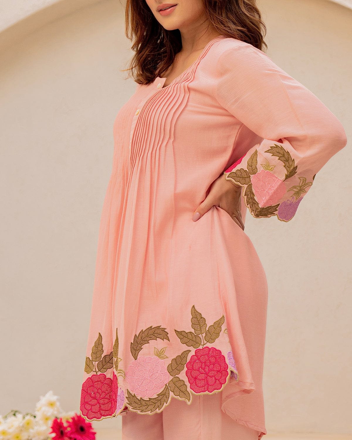 Heavy Embroidery Work on kurti With pant |