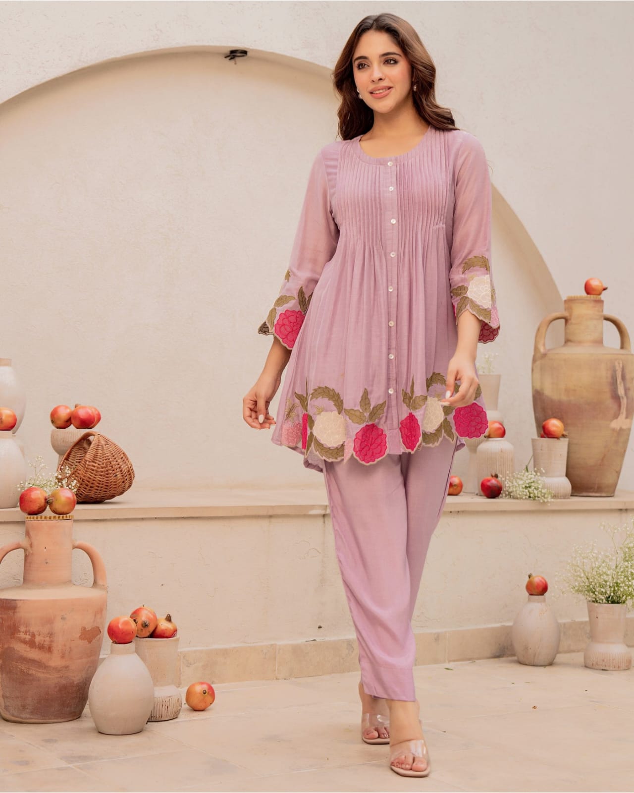 Heavy Embroidery Work on kurti  With  pant|