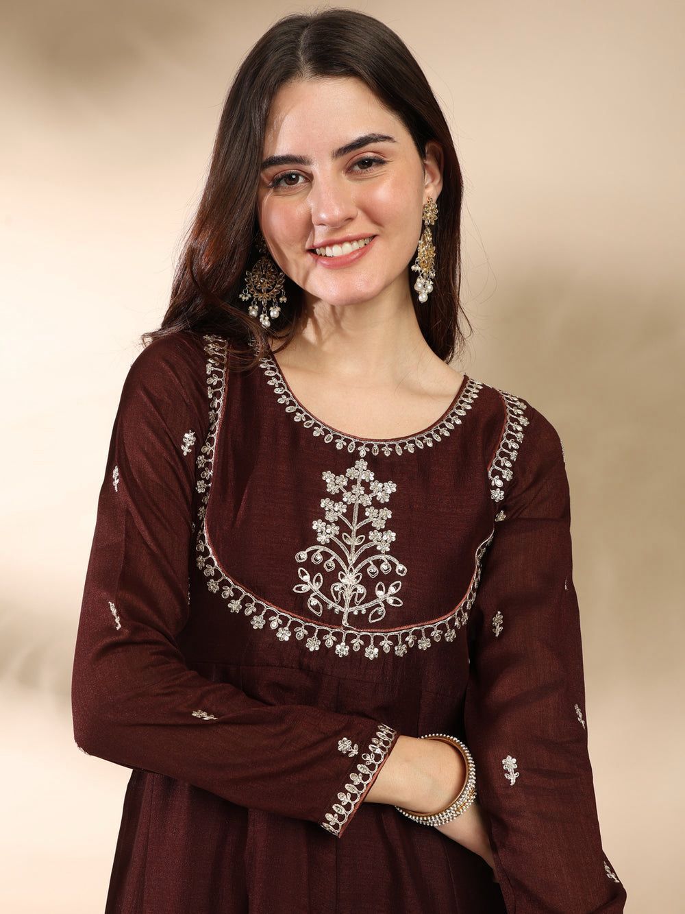 Flared Cotton Kurta Set featuring beautiful embroidery work
