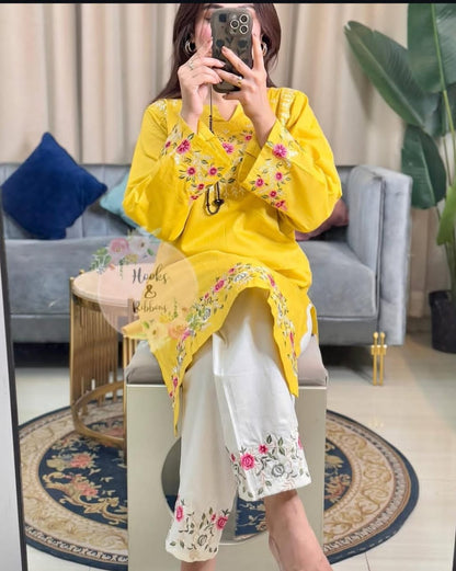 Red Embroidered Co-ord Set |