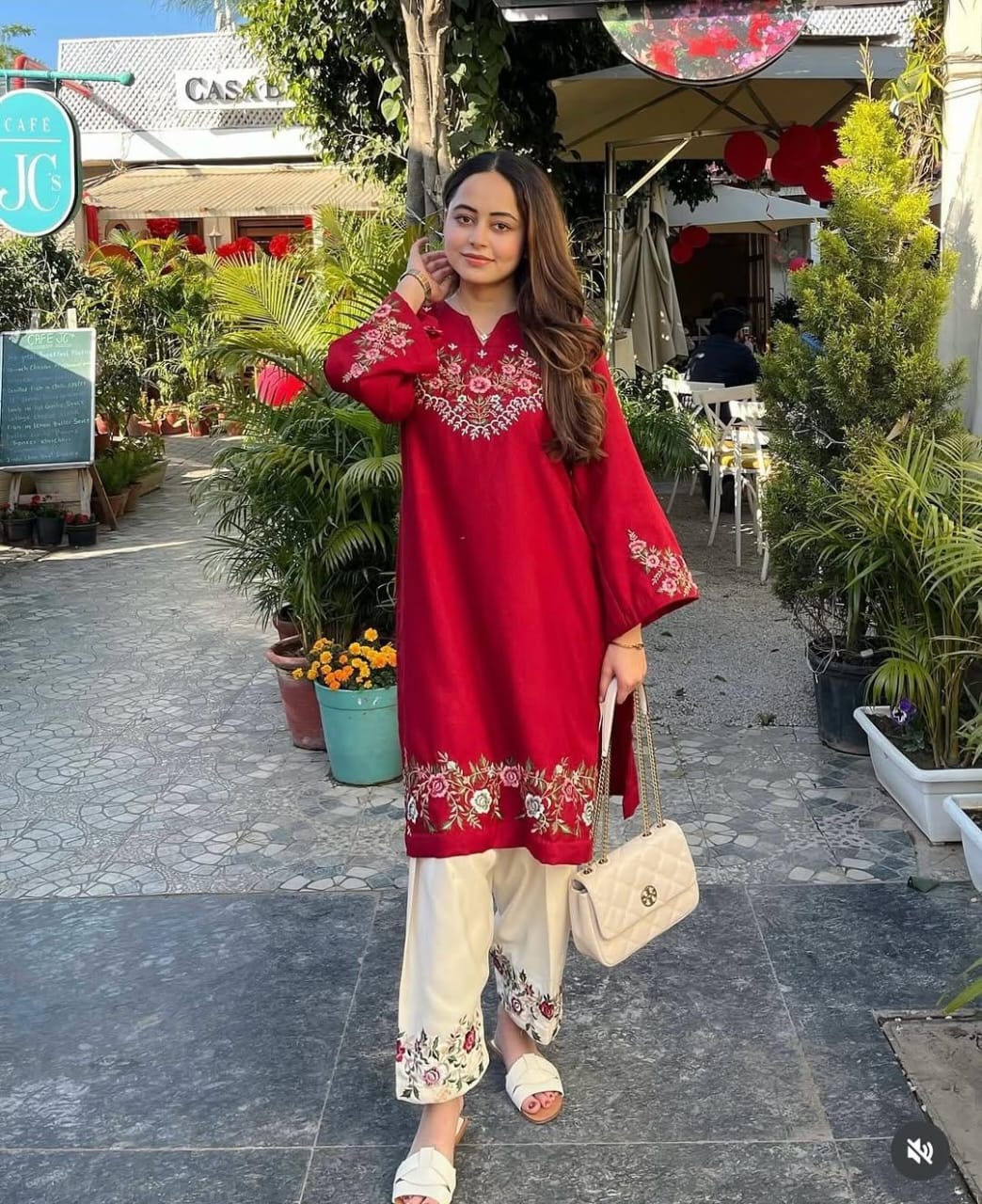 Red Embroidered Co-ord Set |