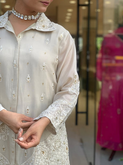 Party Wear Look Pure Chanderi Silk CORD SET Set |