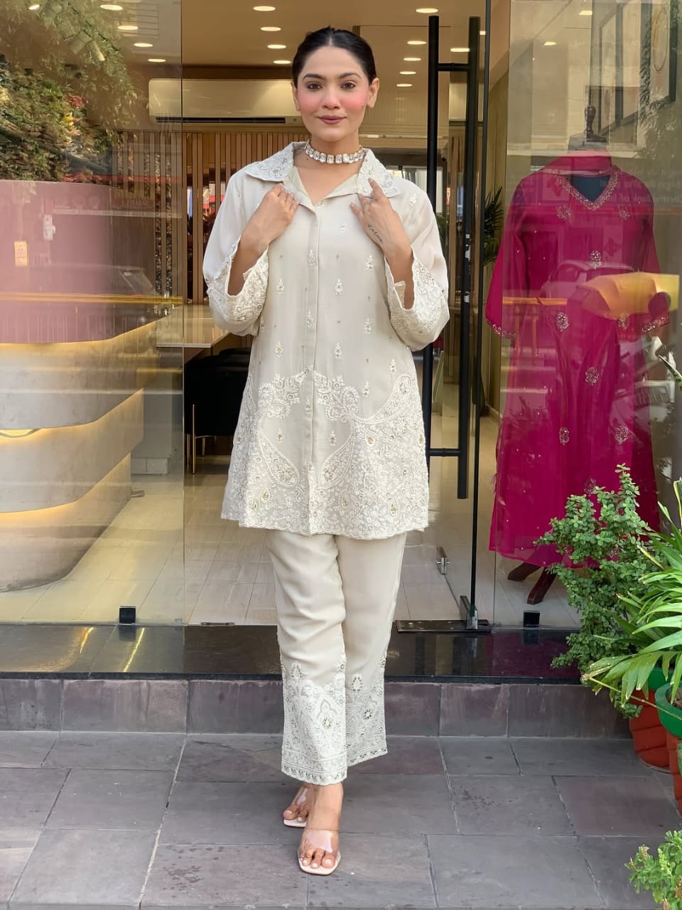 Party Wear Look Pure Chanderi Silk CORD SET Set |