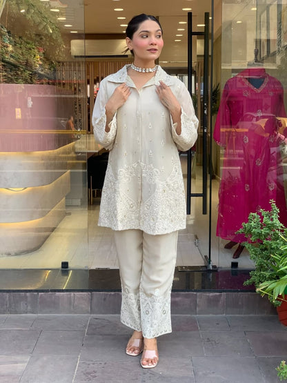 Party Wear Look Pure Chanderi Silk CORD SET Set |