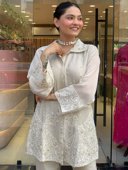 Party Wear Look Pure Chanderi Silk CORD SET Set |