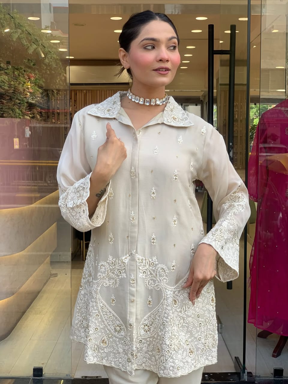 Party Wear Look Pure Chanderi Silk CORD SET Set |