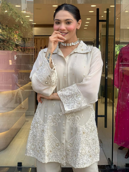 Party Wear Look Pure Chanderi Silk CORD SET Set |