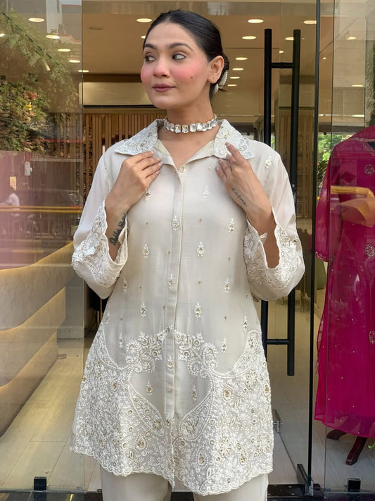 Party Wear Look Pure Chanderi Silk CORD SET Set |