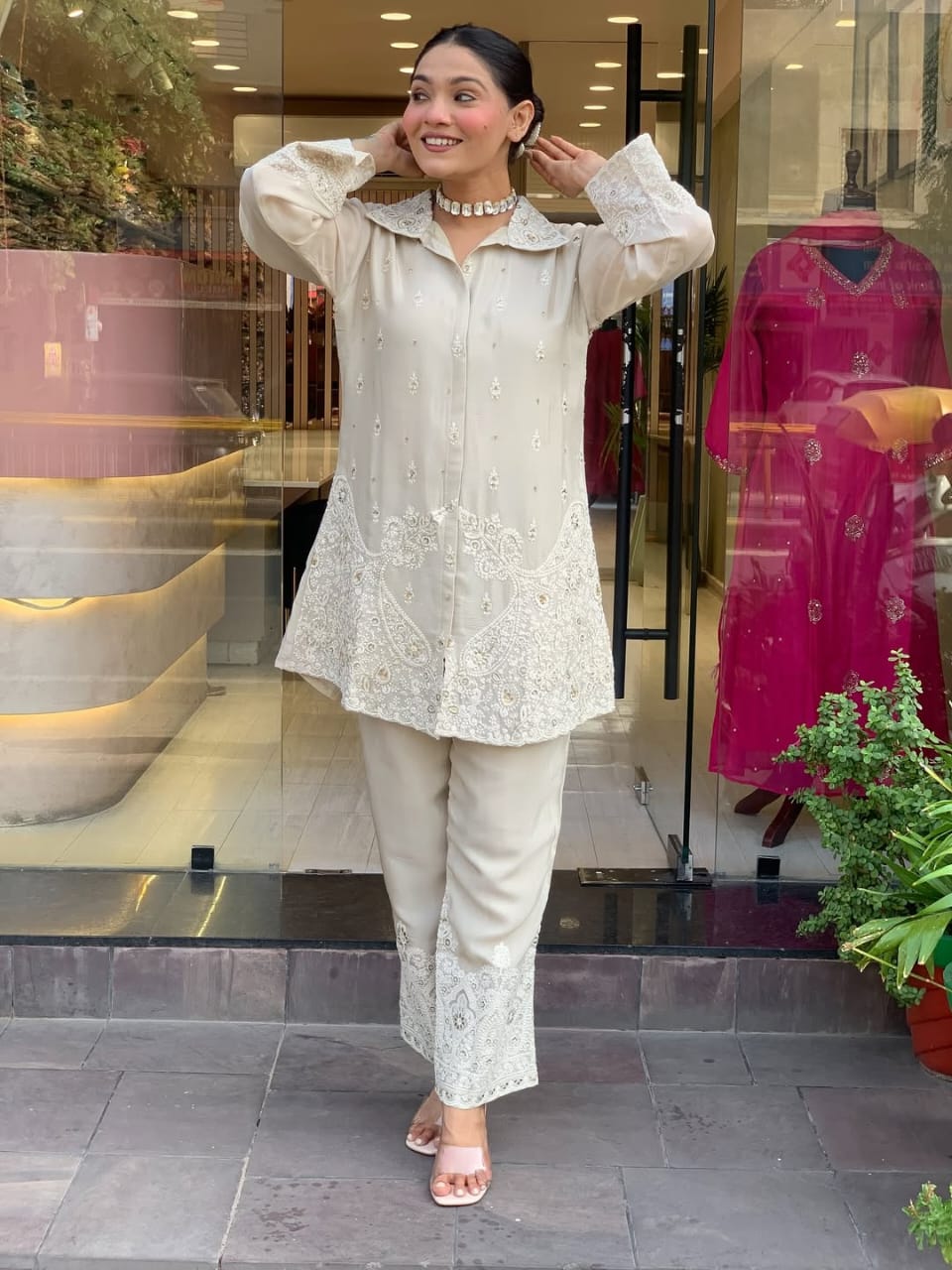 Party Wear Look Pure Chanderi Silk CORD SET Set |