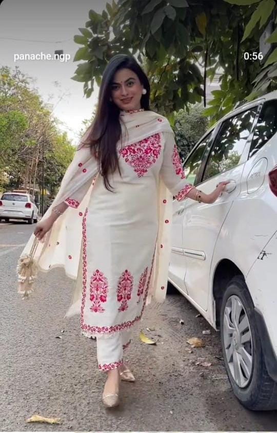 PURE NATURAL COTTON KURTA NECK WITH BEAUTIFUL DUPATTA AND PENT |