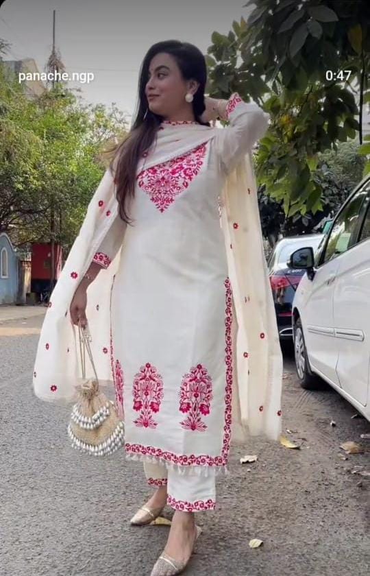 PURE NATURAL COTTON KURTA NECK WITH BEAUTIFUL DUPATTA AND PENT |