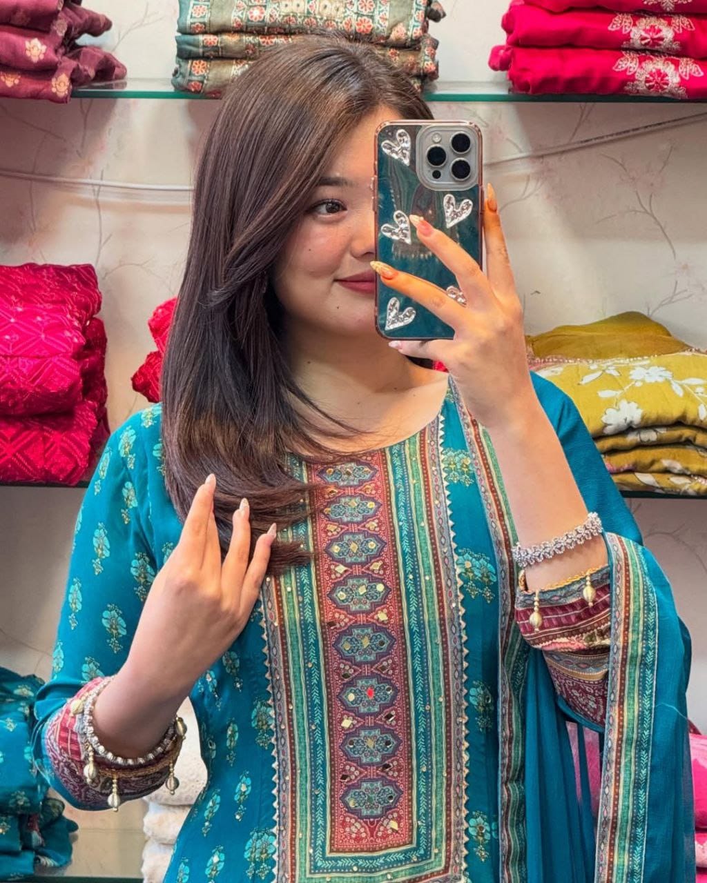 RAJASTHANI FULL ANARKALI LATKAN LACE ROUND SET|