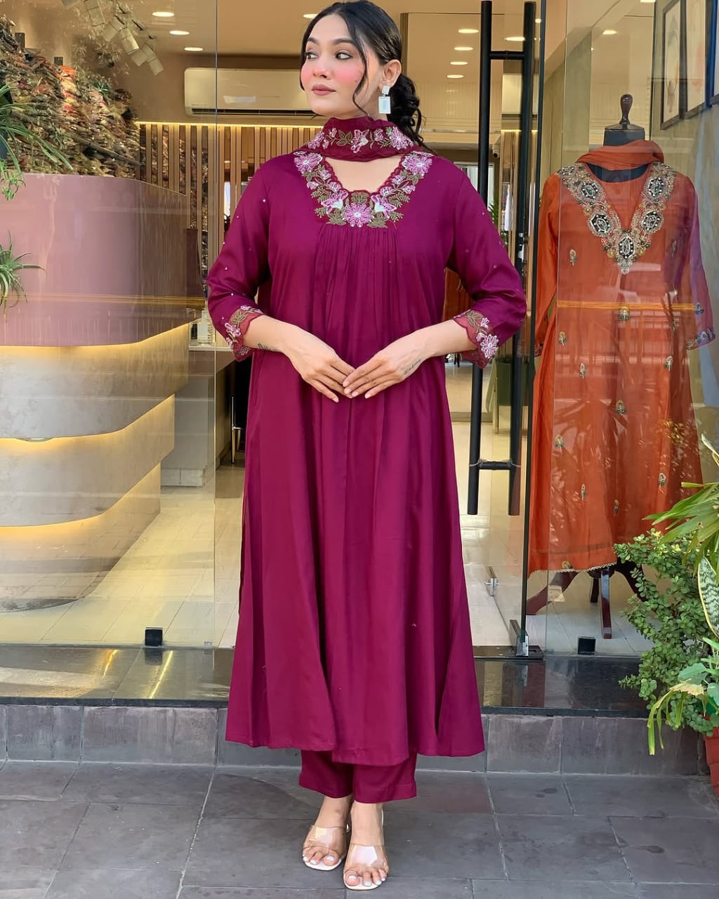 PURE COTTONSUPER DYEING QUALITY WITH BEAUTIFUL EMBROEDRY NECK & SELEVES|