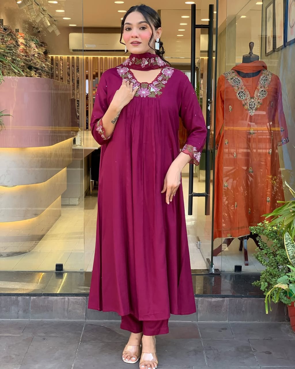 PURE COTTONSUPER DYEING QUALITY WITH BEAUTIFUL EMBROEDRY NECK & SELEVES|