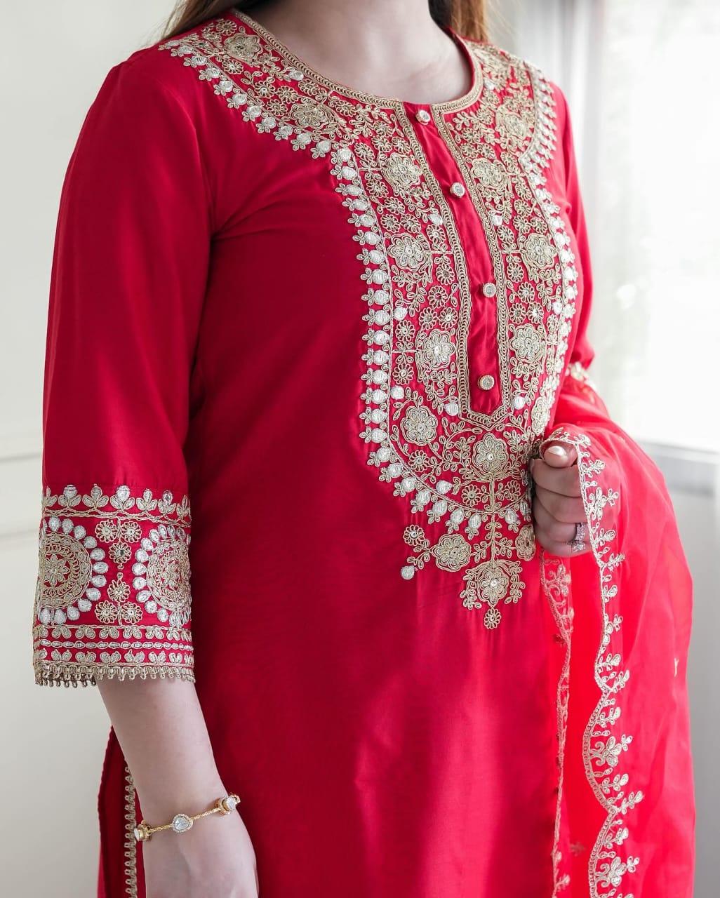 Featuring Premium Red heavy Silk Suit |