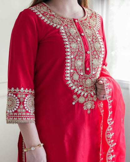 Featuring Premium Red heavy Silk Suit |
